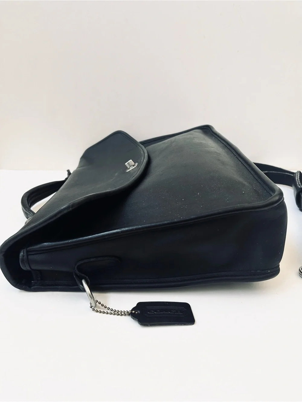 Classic Coach Black Leather Briefcase with Removable Strap EC
